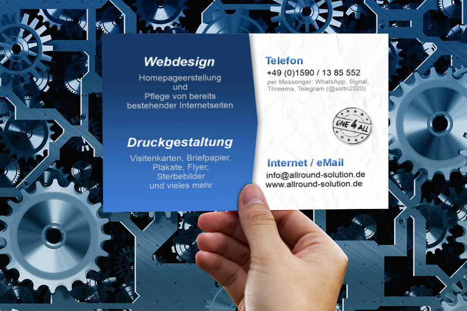 Druckgestaltung und Webdesign, Flyer, Plakate, Visitenkarten, Banner, #allroundsoltn #allroundsolution Gundelfingen, Lauingen, Dillingen, Haunsheim, Rebecca Walter, Webdesign, Webseitengestaltung, Internetseitengestaltung, Sterbebilder Gundelfingen, Gestaltung, Homepage, Internetseiten erstellen, Homepage erstellen, Homepageerstellung, Webseiten, Plakate, Flyer, gugmal.de, allroundsolution, Allround Solution, Gundelfingen, gugmal.de, Druckgestaltung, Grafikgestaltung Günzburg, Grafik