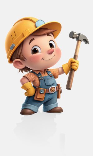 Bauarbeitermännchen mit Helm und Hammer